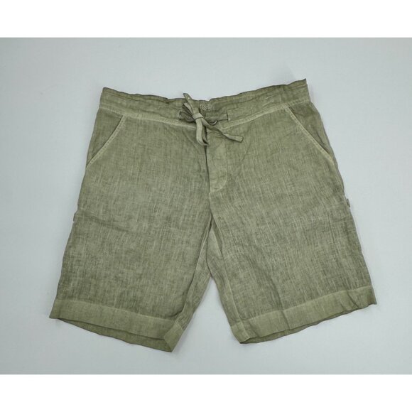 120%Lino Linen Bermuda Olive Green Shorts Size 44 or US 8